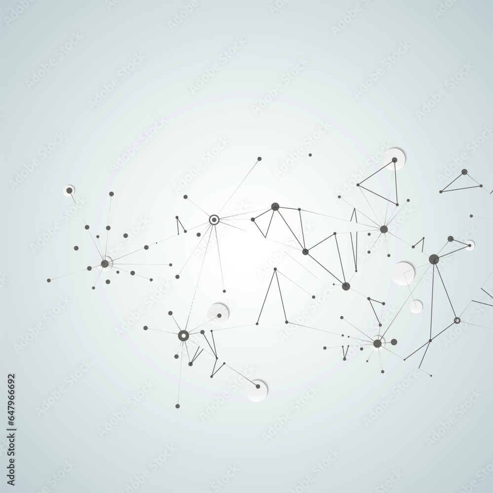 Poster Vector connect lines and dots. Plexus background. Banner template for technology
