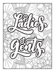 Affirmative quotes coloring page. Positive quotes. Good vibes. Coloring book for adults. Typography design. Hand drawn with inspiration word. Coloring for adult and kids. Quotes. Quotes Coloring.