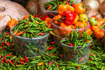 Beautiful view to traditional chilly pepper for sale on São Joaquim