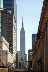 Empire State Building framed in other New York architecture vertical