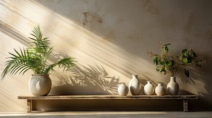 Minimalist Beige Interior with Botanical Accents