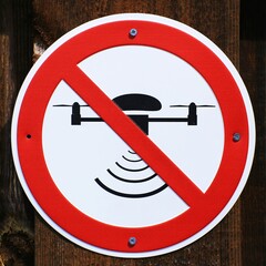 Drones forbidden - sign on a wooden wall in Germany