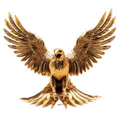 Golden eagle statue on transparent background PNG