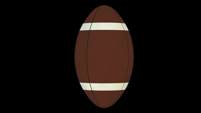 American football ball spinning loop isolated with an alpha channel