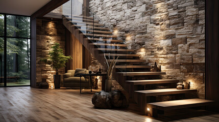 Rustic Modern Entrance Hall with Natural Elements