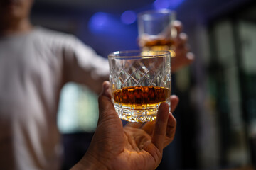 Businessmen in suits drinking  Celebrate whiskey.