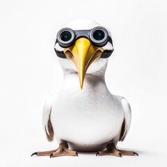 Masked booby bird isolated on white background.