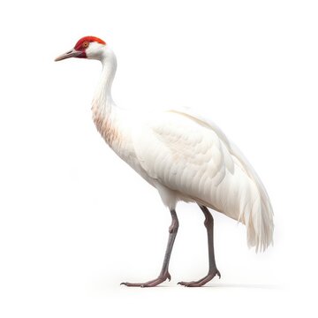 Whooping Crane Bird Isolated On White Background.