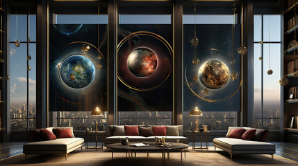 Stylish Interior Design, 3D Render, 3D Illustration