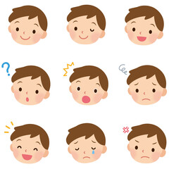 子供　男の子　小学生　表情セット　顔アイコン