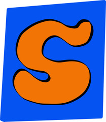 Cute letter alphabet retro groovy pop S