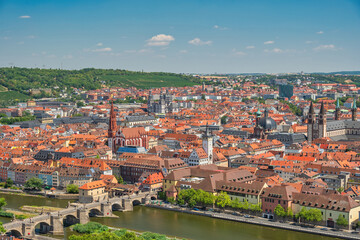 Wurzburg Germany, city skyline at Alte Old Main Bridge and Main River the Town on Romantic Road of...