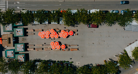 Open Marketplace: Aerial View of Britanac in the Morning, Zagreb - 647979431