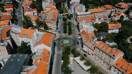 Aerial view of Zagreb street. - 647979447