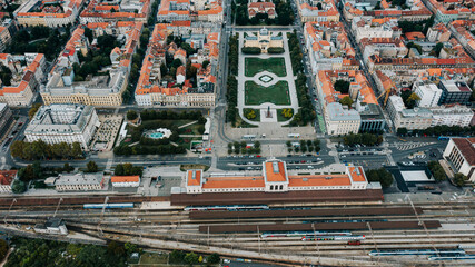 Aerial view of Zagreb street. - 647979694