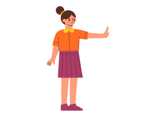 colored female character illustration, design element stop violence against women, stop hand woman pose