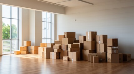 Photo of boxes ready for delivery in the new apartment.