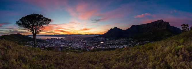 Papier Peint photo autocollant Montagne de la Table Cape Town Sunrise Panorama 3