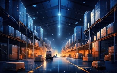 Fototapeta premium al warehouse. Distribution storage and coordina 
