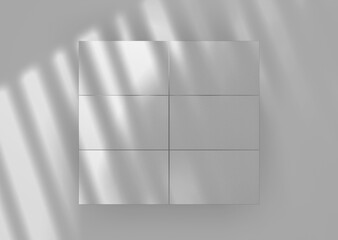 white plain empty blank six horizontal business card with overlay shadow