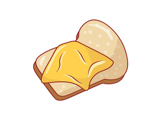 design symbol illustrations of various kinds of cheese, illustrations for templates about cheese, cheese on bread