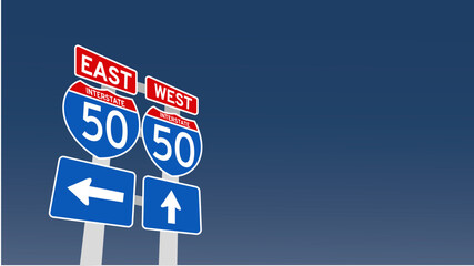 vector illustration of 50 kmh speed limit on Blue Street Traffic Signs