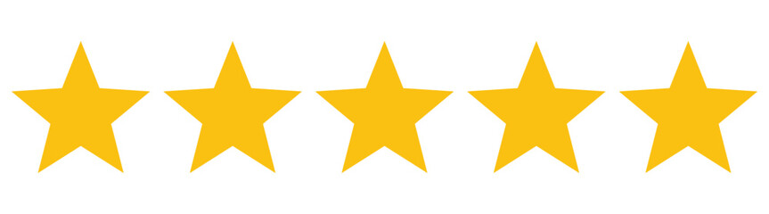 Five star rating icon. Review stars - 647984056