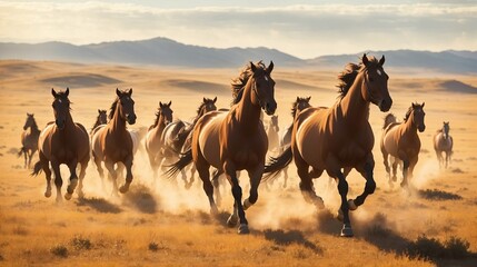 horses in the sunset generated Ai 