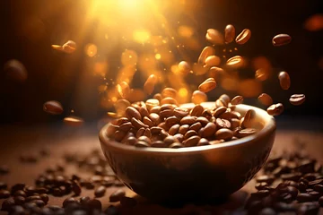 Foto op Plexiglas Frisch geröstet: Kaffeebohnen in höchster Qualität © Max