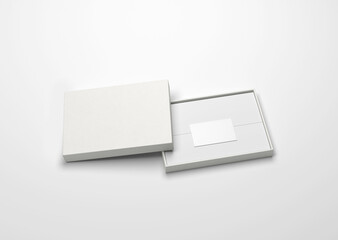 white plain blank paper packaging open gift box with gift card branding on isolated background