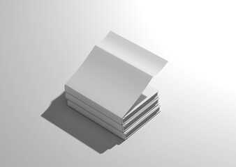 plain white empty blank stack of hardcover dust jacket books cover branding on isolated background