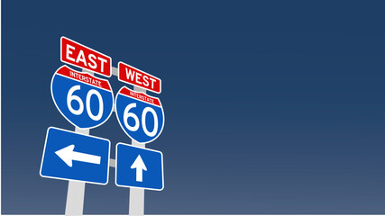 vector illustration of 60 kmh speed limit on Blue Street Traffic Signs