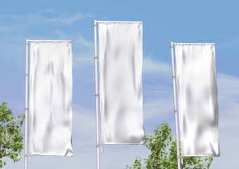 plain white empty blank outdoor branding advertising pole lamp flag