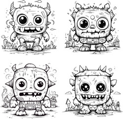 Robot Animal Universe. Coloring books for children and adults as well as tattoo sketches. 