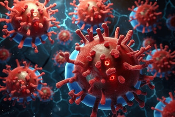 Red blood cells and flu virus