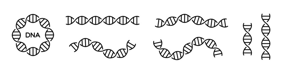 DNA icon, long genetic molecule structure, dna icon line set editable stroke