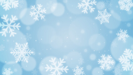 Naklejka na ściany i meble ペールブルーの雪の結晶背景素材