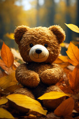 teddy in the forest, generated by artificial intelligence