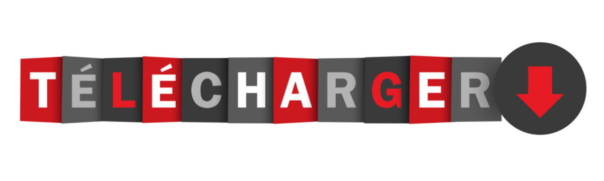 TÉLÉCHARGER (DOWNLOAD in French) gray and red vector typography banner