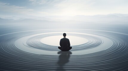 Generative AI, Zen garden, hypnotic simple illustration, calm relax and meditation concept