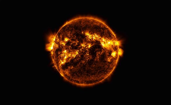 Sun on black background _element of the picture is decorated by NASA