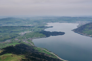 Fototapeta na wymiar Landscape over Lake Lucerne from Rigi-Kulm viewpoint summit of Mount Rigi.