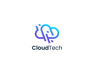 Cloud technology logo design vector
