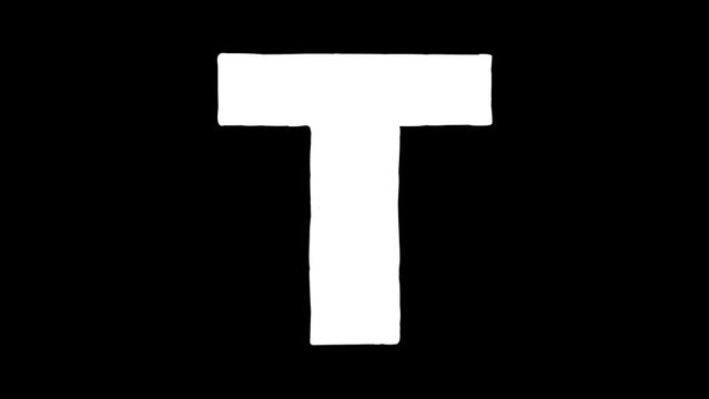 T letter big forming cartoon animation. Compatibile part of alphabet serie. Hand drawn bold educational style for children. Good for education movies, presentation, learning alphabet, etc...
