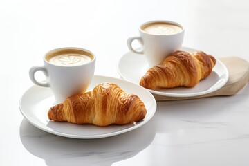cup of coffee and two croissant