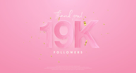 pink background to say thank you very much 19k followers.