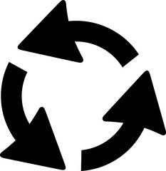 Three rounded arrows icon isolated. Continuity and recycling concept