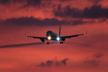 Jet plane in the dawn