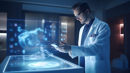 Male doctor reviewing the datas from modern diagnostic investigations.