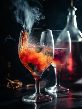 Cocktail Alchemy Captivating Close-up of Cold Smoke